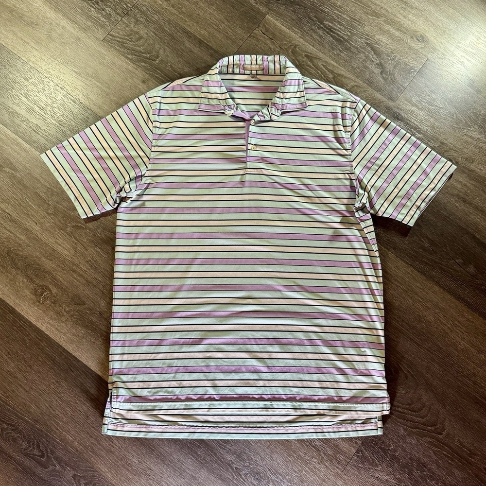 Peter Millar Summer Comfort Polo Shirt Men's Large Striped Golf